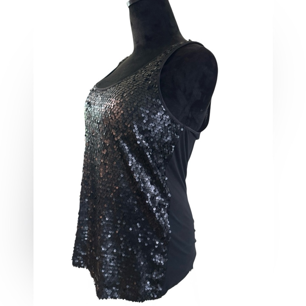 EXPRESS Black Sequin Tank Top, L - Picture 2 of 6